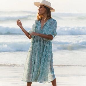 NWOT DAUGHTERS OF INDIA JADE MIDI DRESS